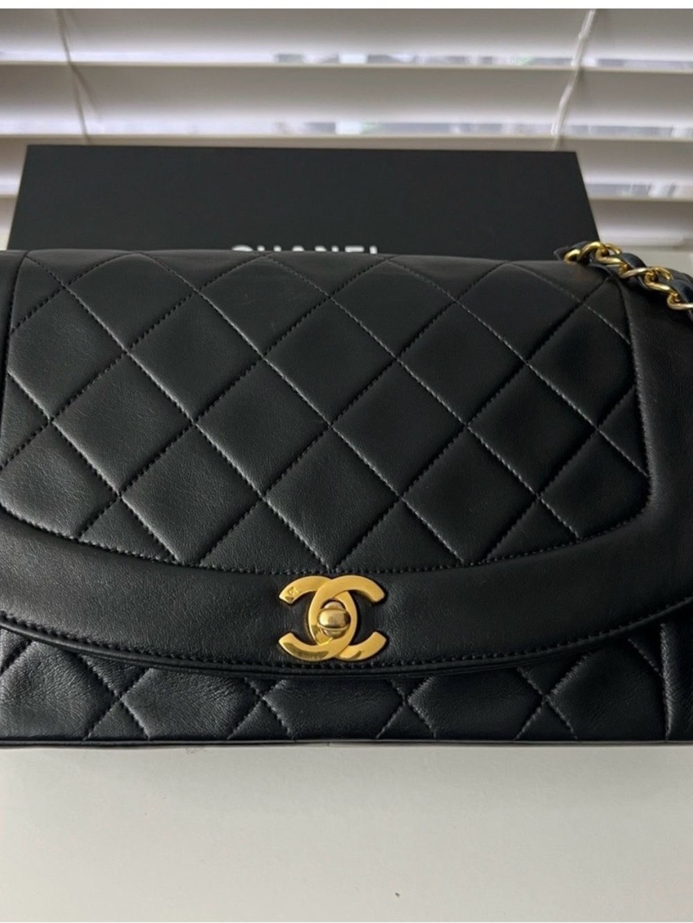 Vintage CHANEL Diana Black Quilted Lambskin Shoulder Bag with 24Gold Hardware - Picture 10 of 11